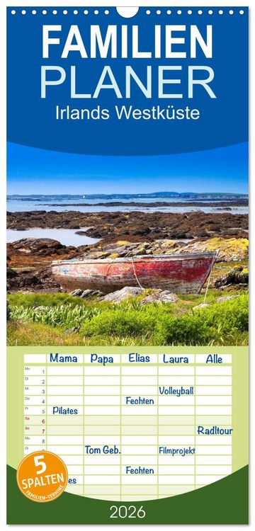 Produktbild: Familienplaner 2026 - Irlands Westk&uuml;ste mit 5 Spalten (Wandkalender, 21 x 45 cm) CALVENDO