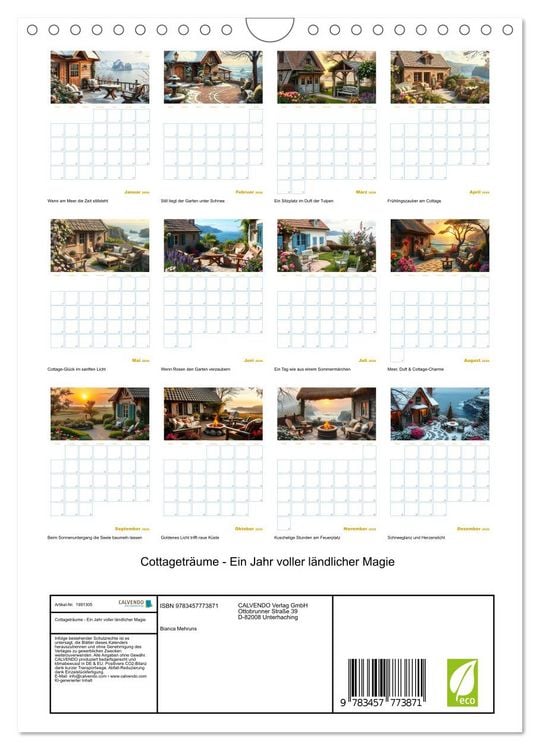 Produktbild: Cottagetr&auml;ume - Ein Jahr voller l&auml;ndlicher Magie (Wandkalender 2026 DIN A4 hoch), CALVENDO Monatskalender