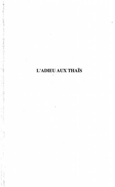 Produktbild: L'adieu aux Thais (Recit)
