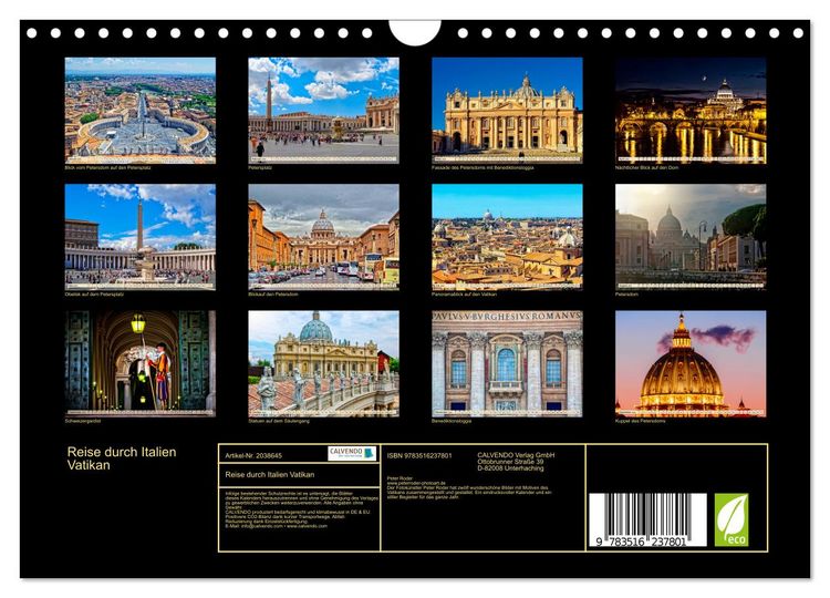 Produktbild: Reise durch Italien Vatikan (Wandkalender 2026 DIN A4 quer), CALVENDO Monatskalender