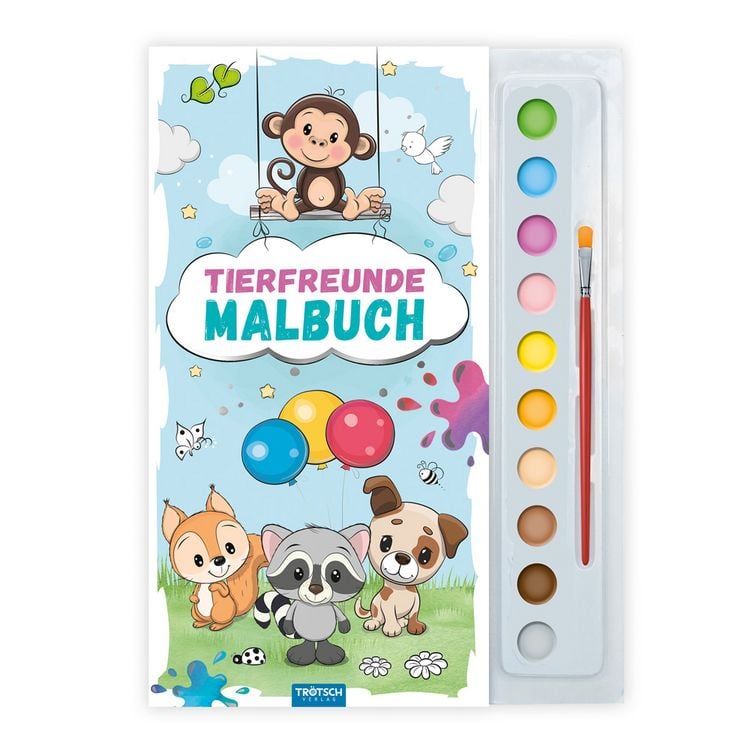 Produktbild: TR&Ouml;TSCH - Malbuch mit Tuschkasten Tierfreunde