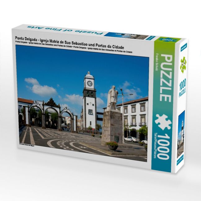 Produktbild: CALVENDO Puzzle Ponta Delgada - Igreja Matriz de Sao Sebastiao und Portas da Cidade | 1000 Teile Lege-Gr&ouml;&szlig;e 64x48cm Foto-Puzzle f&uuml;r gl&uuml;ckliche Stunden
