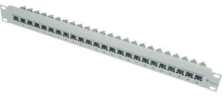 Produktbild: Teleg&auml;rtner 100007007 24 Port Netzwerk-Patchpanel 483 mm (19") CAT 6a 1 HE Lichtgrau (RAL 7035) Best&uuml;ckt