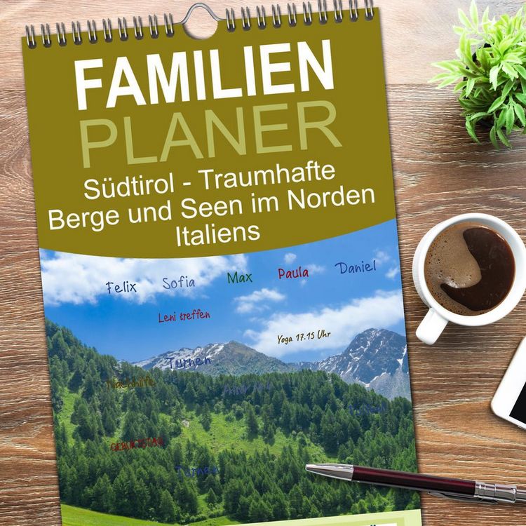 Produktbild: Familienplaner 2026 - S&uuml;dtirol - Traumhafte Berge und Seen im Norden Italiens mit 5 Spalten (Wandkalender, 21 x 45 cm) CALVENDO