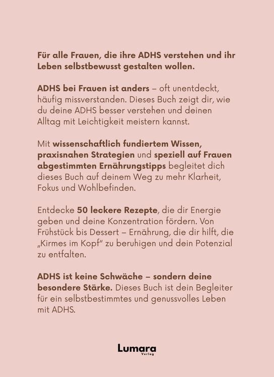 Produktbild: ADHS bei Frauen | Das gro&szlig;e Ern&auml;hrungs- und Rezeptbuch: ADHS verstehen, essen, leben: 50 Rezepte & Strategien f&uuml;r Frauen mit Kirmes im Kopf