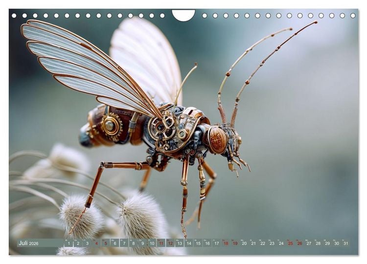 Produktbild: Insecta Mechanica. Fantastische Fl&uuml;gelwesen zwischen Technik und Natur (Wandkalender 2026 DIN A4 quer), CALVENDO Monatskalender