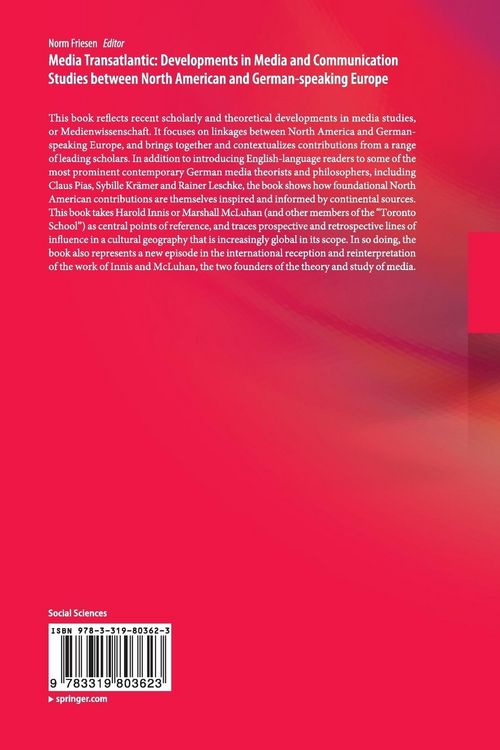 Produktbild: Media Transatlantic: Developments in Media and Communication Studies between North American and German-speaking Europe