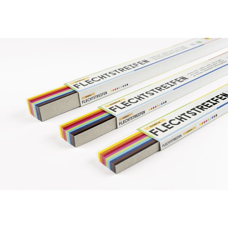Produktbild: Folia Flechtstreifen 130g/m&sup2;, 50x2,0cm, 200 Streifen 10-farbig sortiert