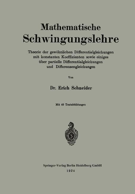 Produktbild: Mathematische Schwingungslehre