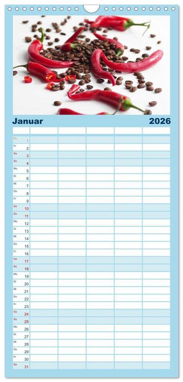 Produktbild: Familienplaner 2026 - Kaffee-Pause Terminkalender mit 5 Spalten (Wandkalender, 21 x 45 cm) CALVENDO