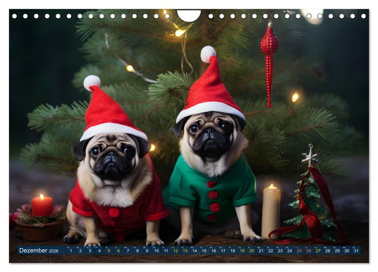 Produktbild: Lustige Mops-Hunde: Die charmanten Meister von Chaos und Unfug (Wandkalender 2026 DIN A4 quer), CALVENDO Monatskalender