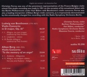Produktbild: Christian Ferras, Beethoven / Berg - Violin Concertos, 1 Audio-CD