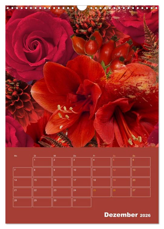 Produktbild: Kunterbunt gemischt - Kunterbunt gemischt - Farbenfroher Jahresplaner mit aufw&auml;ndigen Pflanzencollagen (Wandkalender 2026 DIN A3 hoch), CALVENDO Monatskalender