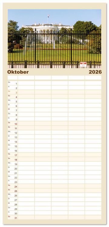 Produktbild: Familienplaner 2026 - Washington, D.C., Hauptstadtzauber der USA mit 5 Spalten (Wandkalender, 21 x 45 cm) CALVENDO