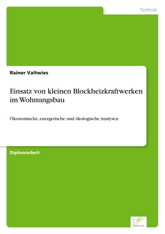 Produktbild: Einsatz von kleinen Blockheizkraftwerken im Wohnungsbau
