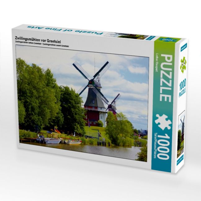 Produktbild: CALVENDO Puzzle Zwillingsm&uuml;hlen vor Greetsiel | 1000 Teile Lege-Gr&ouml;&szlig;e 64x48cm Foto-Puzzle f&uuml;r gl&uuml;ckliche Stunden
