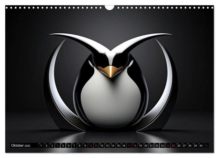 Produktbild: PINGUINE - modern Art (Wandkalender 2026 DIN A3 quer), CALVENDO Monatskalender