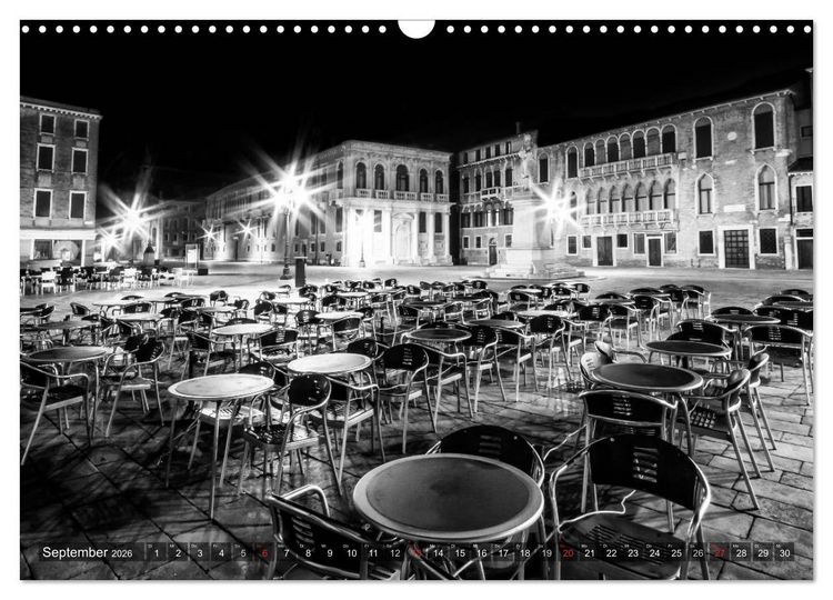 Produktbild: Leuchtendes Venedig &hellip;in monochrom (Wandkalender 2026 DIN A3 quer), CALVENDO Monatskalender