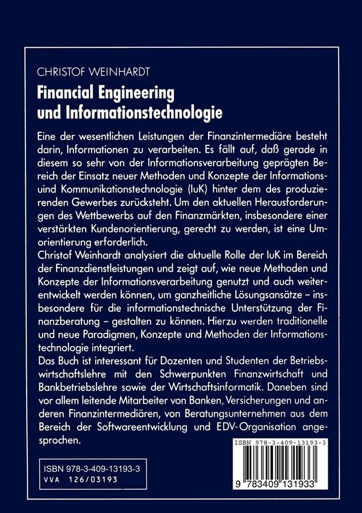 Produktbild: Financial Engineering und Informationstechnologie