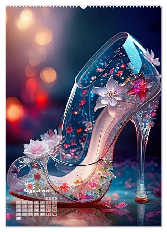 Produktbild: Gl&auml;serne Schuhe - M&auml;rchenhafte Pumps voller funkelnder Tr&auml;ume (hochwertiger Premium Wandkalender 2026 DIN A2 hoch), Kunstdruck in Hochglanz
