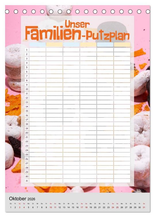 Produktbild: Unser Familien-Putzplan & Kalender 2026 (Tischkalender 2026 DIN A5 hoch), CALVENDO Monatskalender