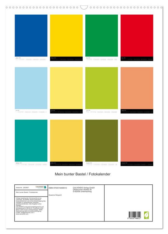 Produktbild: Mein bunter Bastel / Fotokalender (Wandkalender 2026 DIN A2 hoch), CALVENDO Monatskalender