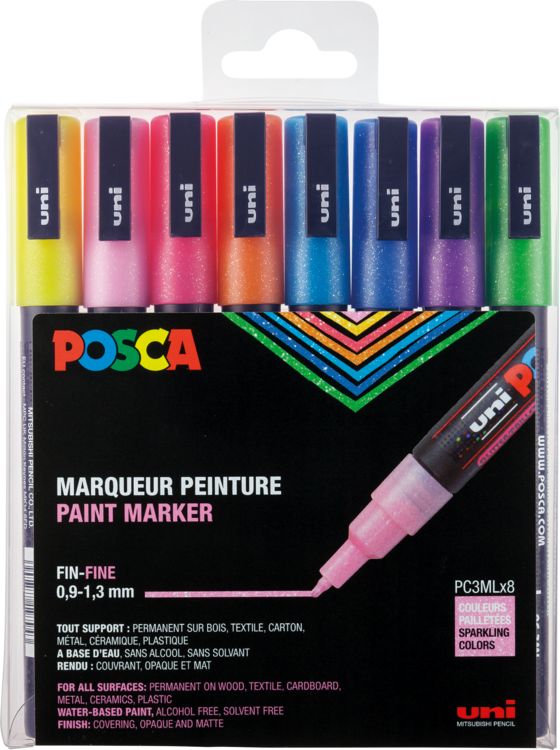 Produktbild: uni-ball Marker POSCA PC-3M Glitter 8er Set
