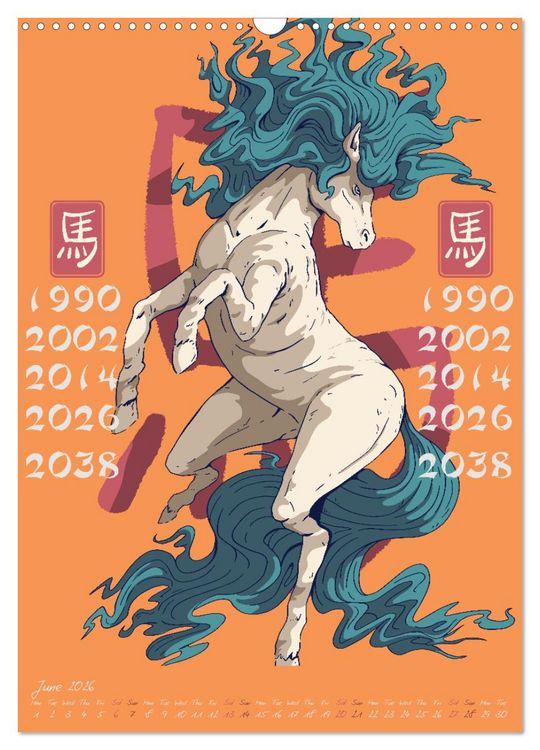 Produktbild: Chinese Astrology Zodiac Signs (Wall Calendar 2026 DIN A3 portrait), CALVENDO 12 Month Wall Calendar