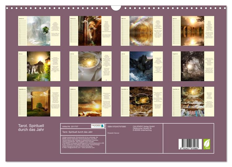 Produktbild: Tarot. Spirituell durch das Jahr (Wandkalender 2026 DIN A3 quer), CALVENDO Monatskalender