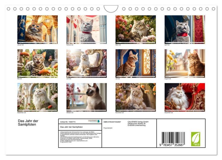 Produktbild: Das Jahr der Samtpfoten (Wandkalender 2026 DIN A4 quer), CALVENDO Monatskalender