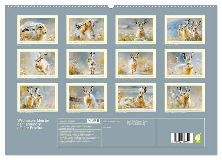 Produktbild: Wildhasen. Meister der Tarnung in offener Feldflur (hochwertiger Premium Wandkalender 2027 DIN A2 quer), Kunstdruck in Hochglanz