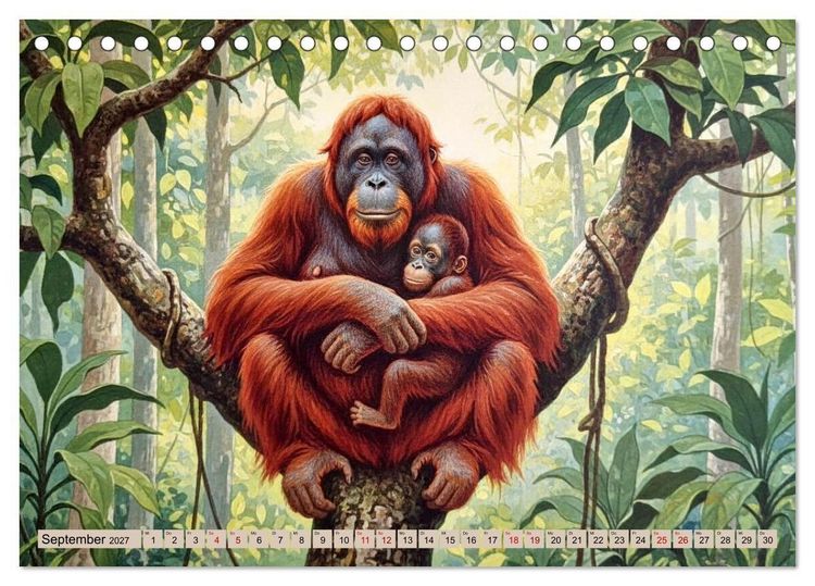 Produktbild: Asiens Tiere im Stil alter Naturstudien (Tischkalender 2027 DIN A5 quer), CALVENDO Monatskalender