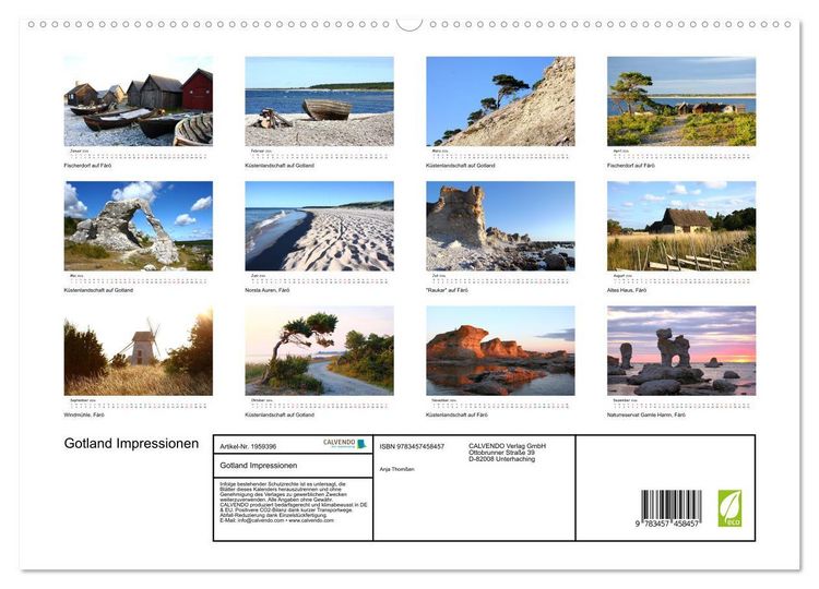 Produktbild: Gotland Impressionen (hochwertiger Premium Wandkalender 2026 DIN A2 quer), Kunstdruck in Hochglanz