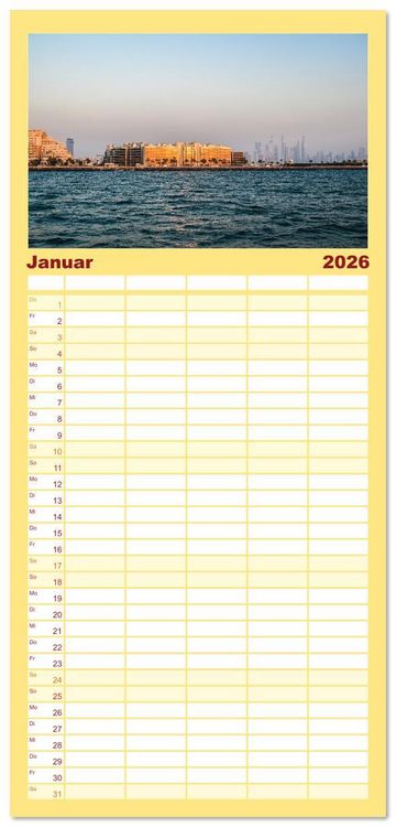Produktbild: Familienplaner 2026 - Wundervolles Dubai mit 5 Spalten (Wandkalender, 21 x 45 cm) CALVENDO