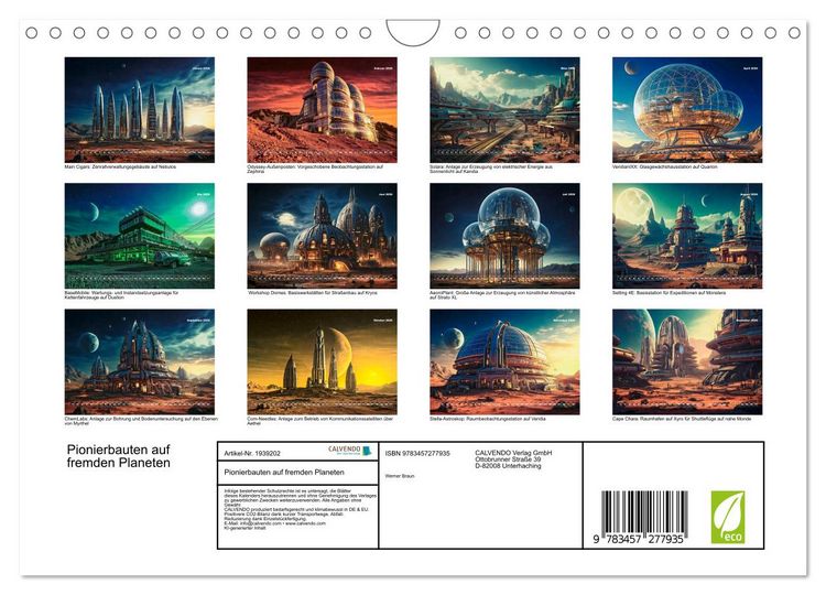 Produktbild: Pionierbauten auf fremden Planeten (Wandkalender 2026 DIN A4 quer), CALVENDO Monatskalender