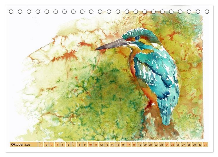 Produktbild: Faszination V&ouml;gel im Aquarell - Expressionistische Kunst von Doris Kr&uuml;ger (Tischkalender 2026 DIN A5 quer), CALVENDO Monatskalender