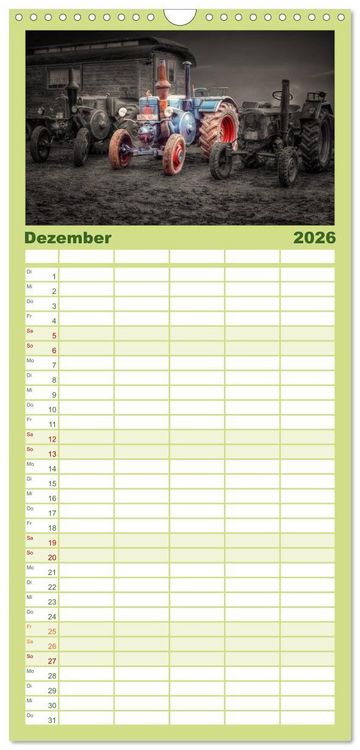 Produktbild: Familienplaner 2026 - Trecker - Oldtimer mit 5 Spalten (Wandkalender, 21 x 45 cm) CALVENDO
