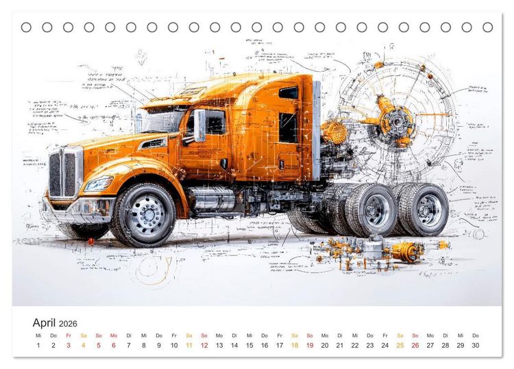 Produktbild: Trucks - Design Studien (Tischkalender 2026 DIN A5 quer), CALVENDO Monatskalender