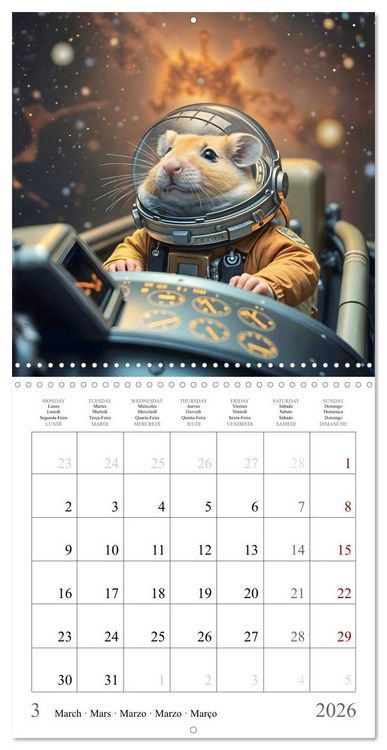 Produktbild: AI Hamster Astronauts exploring the Cosmos (Wall Calendar 2026 12 &times; 12 Inch) CALVENDO 12 Month Wall Calendar