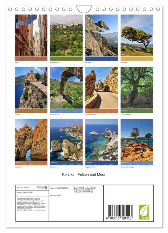 Produktbild: Korsika - Felsen und Meer (Wandkalender 2026 DIN A4 hoch), CALVENDO Monatskalender