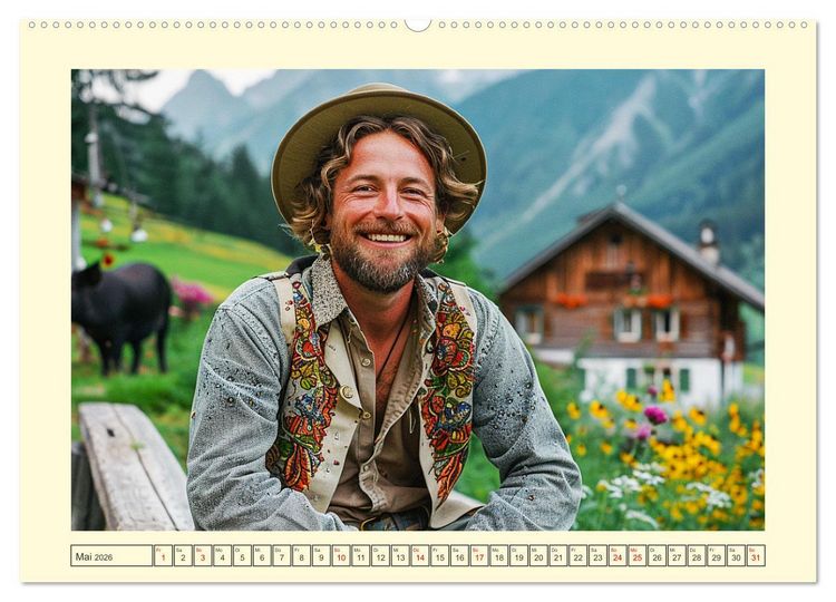 Produktbild: Leben auf der Alm. Junge M&auml;nner im Einklang mit der Natur (Wandkalender 2026 DIN A2 quer), CALVENDO Monatskalender