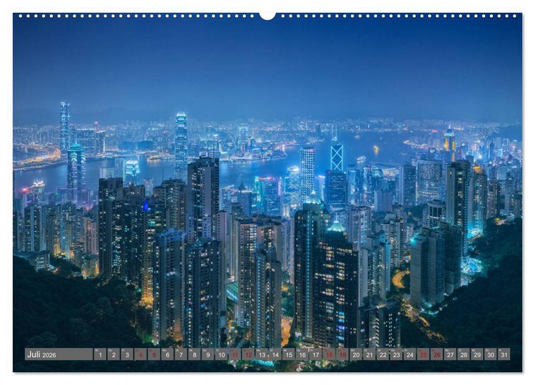Produktbild: Hong Kong Citylights (hochwertiger Premium Wandkalender 2026 DIN A2 quer), Kunstdruck in Hochglanz
