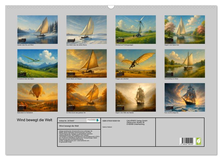 Produktbild: Wind bewegt die Welt (Wandkalender 2026 DIN A2 quer), CALVENDO Monatskalender