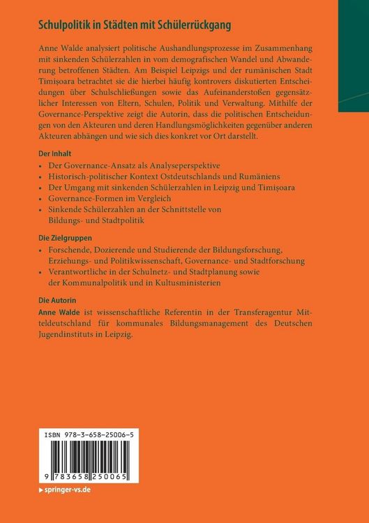 Produktbild: Schulpolitik in St&auml;dten mit Sch&uuml;lerr&uuml;ckgang