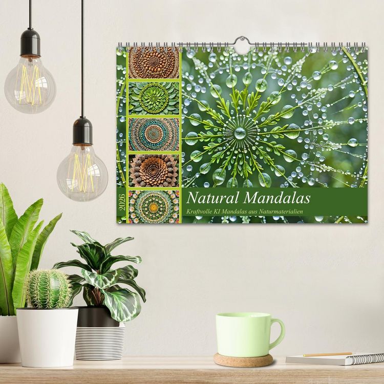 Produktbild: Natural Mandalas - Kraftvolle KI Mandalas aus Naturmaterialien (Wandkalender 2026 DIN A4 quer), CALVENDO Monatskalender