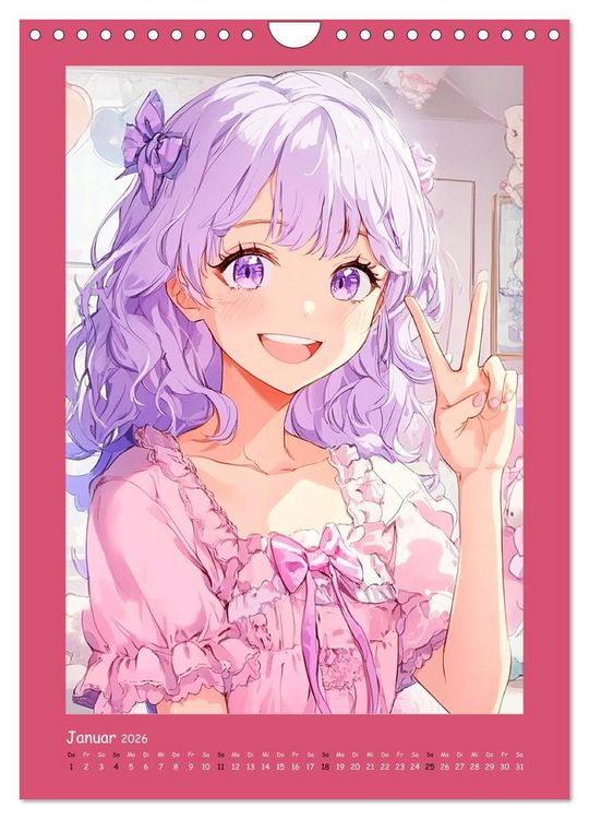 Produktbild: Zauberhafte Momente. Rosa Tr&auml;ume im Manga-Stil (Wandkalender 2026 DIN A4 hoch), CALVENDO Monatskalender