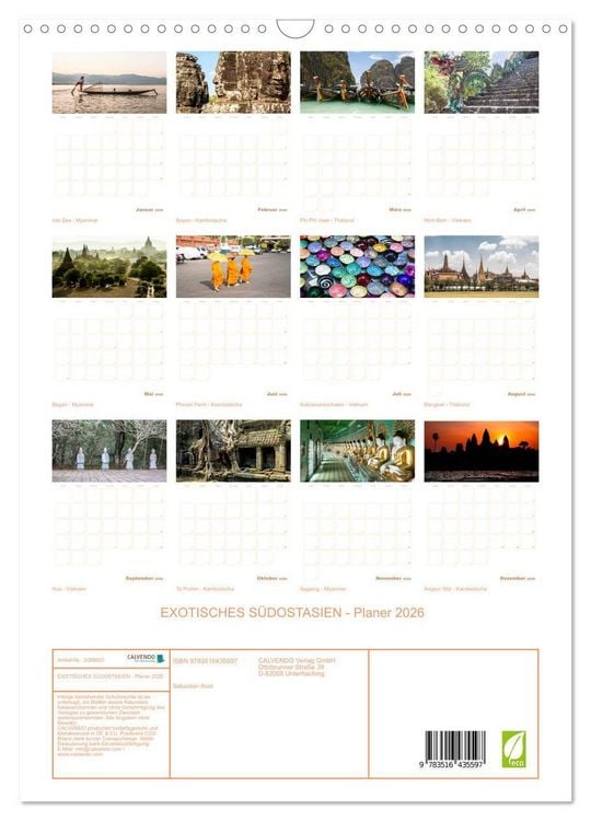 Produktbild: EXOTISCHES S&Uuml;DOSTASIEN - Planer 2026 (Wandkalender 2026 DIN A3 hoch), CALVENDO Monatskalender