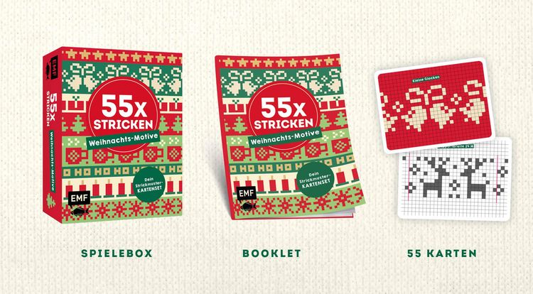 Produktbild: 55 x stricken &ndash; Weihnachts-Motive: Deine Strickmustersammlung als Kartenset