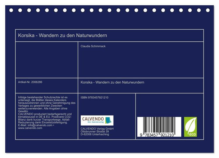 Produktbild: Korsika - Wandern zu den Naturwundern (Tischkalender 2026 DIN A5 quer), CALVENDO Monatskalender