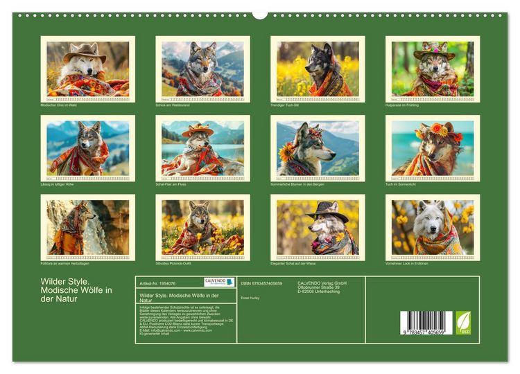 Produktbild: Wilder Style. Modische W&ouml;lfe in der Natur (hochwertiger Premium Wandkalender 2026 DIN A2 quer), Kunstdruck in Hochglanz